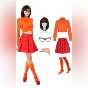 Chic Orange and Red Skirt Set